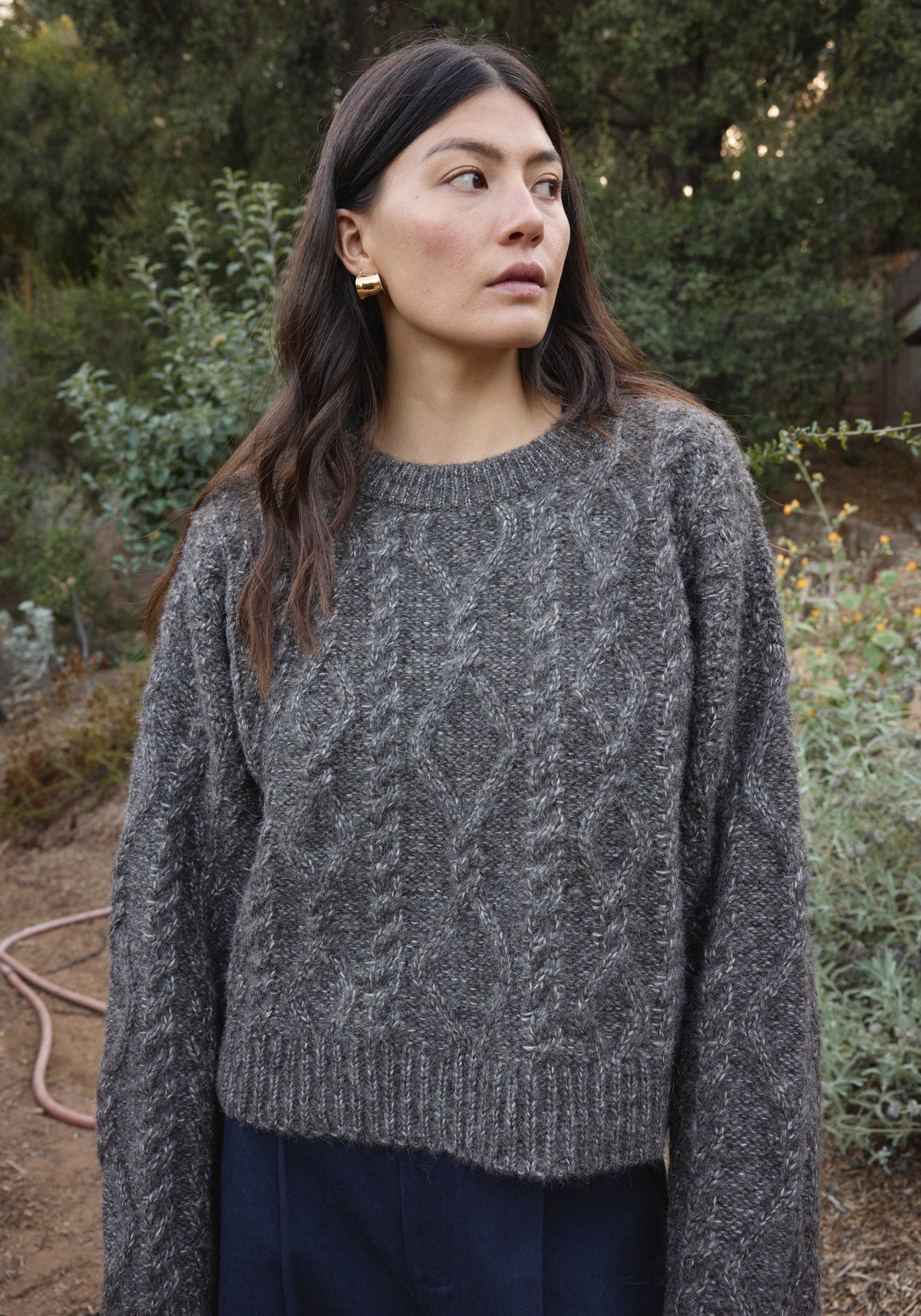 Cropped Cable Charcoal – First Rite Clothing